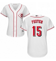 Womens Majestic Cincinnati Reds 15 George Foster Replica White Home Cool Base MLB Jersey 