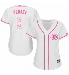 Womens Majestic Cincinnati Reds 9 Jose Peraza Authentic White Fashion Cool Base MLB Jersey 