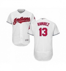 Mens Cleveland Indians 13 Hanley Ramirez White Home Flex Base Authentic Collection Baseball Jersey