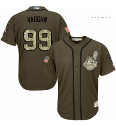 Mens Majestic Cleveland Indians 99 Ricky Vaughn Replica Green Salute to Service MLB Jersey