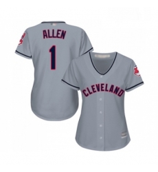 Womens Cleveland Indians 1 Greg Allen Replica Grey Road Cool Base Baseball Jersey 