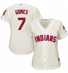 Womens Majestic Cleveland Indians 7 Yan Gomes Authentic Cream Alternate 2 Cool Base MLB Jersey