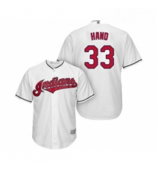 Youth Cleveland Indians 33 Brad Hand Replica White Home Cool Base Baseball Jersey 