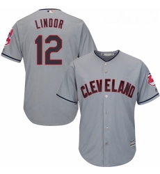 Youth Majestic Cleveland Indians 12 Francisco Lindor Replica Grey Road Cool Base MLB Jersey