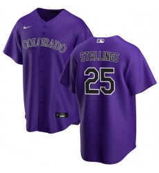 Men Colorado Rockies 25 Jacob Stallings Purple Cool Base Stitched Baseball Jersey