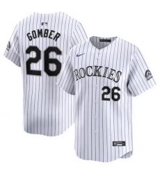 Men Colorado Rockies 26 Austin Gomber White Home Limited Stitched Baseball Jersey