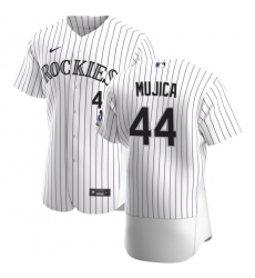 Men Colorado Rockies 44 Jose Mujica Men Nike White Home 2020 Flex Base Player MLB Jersey