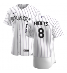 Men Colorado Rockies 8 Josh Fuentes Men Nike White Home 2020 Flex Base Player MLB Jersey