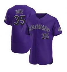 Men Nike Colorado Rockies 35 Elias Diaz Purple Flex Base MLB Jersey