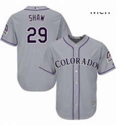 Mens Majestic Colorado Rockies 29 Bryan Shaw Replica Grey Road Cool Base MLB Jersey 