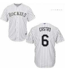 Mens Majestic Colorado Rockies 6 Daniel Castro Replica White Home Cool Base MLB Jersey 