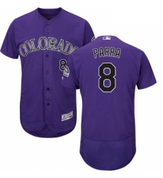 Mens Majestic Colorado Rockies 8 Gerardo Parra Purple Alternate Flex Base Authentic Collection MLB Jersey