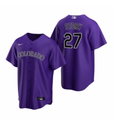 Mens Nike Colorado Rockies 27 Trevor Story Purple Alternate Stitched Baseball Jerse