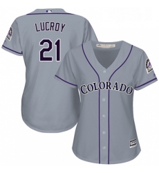 Womens Majestic Colorado Rockies 21 Jonathan Lucroy Authentic Grey Road Cool Base MLB Jersey 