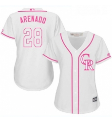 Womens Majestic Colorado Rockies 28 Nolan Arenado Replica White Fashion Cool Base MLB Jersey