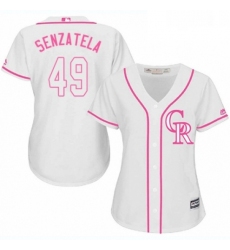 Womens Majestic Colorado Rockies 49 Antonio Senzatela Replica White Fashion Cool Base MLB Jersey 