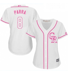 Womens Majestic Colorado Rockies 8 Gerardo Parra Authentic White Fashion Cool Base MLB Jersey