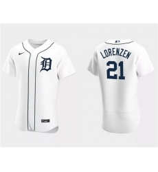 Men Detroit Tigers 21 Michael Lorenzen White Flex Base Stitched Jersey