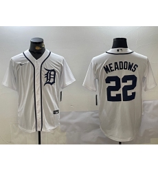 Men Detroit Tigers 22 Parker Meadows White Cool Base Stitched Baseball Jersey