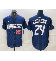 Men Detroit Tigers 24 Miguel Cabrera 2024 Navy City Connect Cool Base Limited Stitched jerseys 1