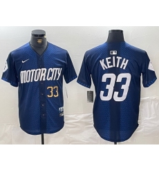 Men Detroit Tigers 33 Colt Keith 2024 Navy City Connect Cool Base Limited Stitched Jersey 2