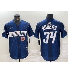 Men Detroit Tigers 34 Jake Rogers 2024 Navy City Connect Cool Base Limited Stitched Jersey 4