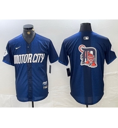 Men Detroit Tigers Team Big Logo 2024 Navy City Connect Cool Base Limited Stitched 1