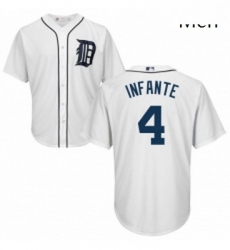 Mens Majestic Detroit Tigers 4 Omar Infante Replica White Home Cool Base MLB Jersey