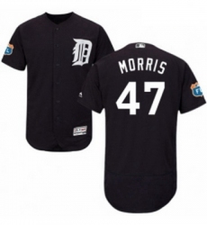 Mens Majestic Detroit Tigers 47 Jack Morris Navy Blue Alternate Flex Base Authentic Collection MLB Jersey