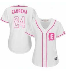 Womens Majestic Detroit Tigers 24 Miguel Cabrera Replica White Fashion Cool Base MLB Jersey