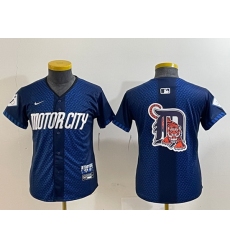 Youth Detroit Tigers Team Big Logo 2024 Navy City Connect Cool Base Limited Stitched jerseys 4