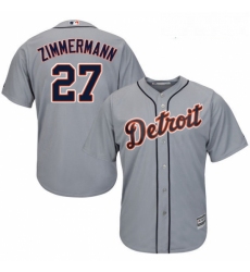 Youth Majestic Detroit Tigers 27 Jordan Zimmermann Replica Grey Road Cool Base MLB Jersey