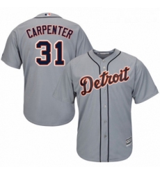 Youth Majestic Detroit Tigers 31 Ryan Carpenter Authentic Grey Road Cool Base MLB Jersey 