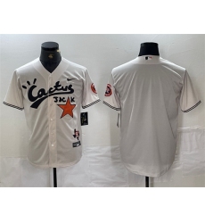 Men Houston Astros Blank Cream Cactus Jack Vapor Premier Limited Stitched Baseball Jersey