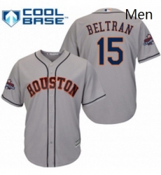 Mens Majestic Houston Astros 15 Carlos Beltran Replica Grey Road 2017 World Series Champions Cool Base MLB Jersey