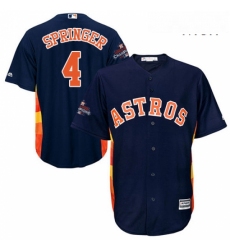 Mens Majestic Houston Astros 4 George Springer Replica Navy Blue Alternate 2017 World Series Champions Cool Base MLB Jersey