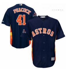 Mens Majestic Houston Astros 41 Brad Peacock Replica Navy Blue Alternate 2017 World Series Champions Cool Base MLB Jersey 