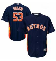 Mens Majestic Houston Astros 53 Ken Giles Replica Navy Blue Alternate Cool Base MLB Jersey 