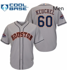 Mens Majestic Houston Astros 60 Dallas Keuchel Replica Grey Road 2017 World Series Champions Cool Base MLB Jersey