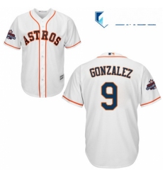 Mens Majestic Houston Astros 9 Marwin Gonzalez Replica White Home 2017 World Series Champions Cool Base MLB Jersey 