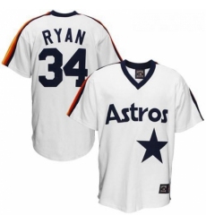 Mens Mitchell and Ness Houston Astros 34 Nolan Ryan Replica White Throwback MLB Jersey