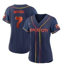 Women Houston Astros 7 Craig Biggio 2022 Navy City Connect Stitched Jersey