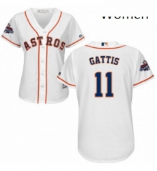 Womens Majestic Houston Astros 11 Evan Gattis Replica White Home 2017 World Series Champions Cool Base MLB Jersey