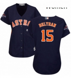 Womens Majestic Houston Astros 15 Carlos Beltran Replica Navy Blue Alternate 2017 World Series Champions Cool Base MLB Jersey