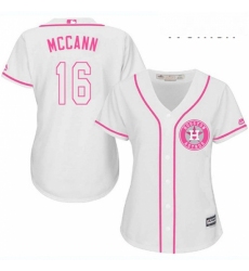 Womens Majestic Houston Astros 16 Brian McCann Authentic White Fashion Cool Base MLB Jersey