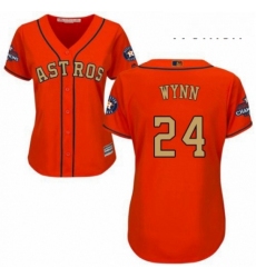 Womens Majestic Houston Astros 24 Jimmy Wynn Authentic Orange Alternate 2018 Gold Program Cool Base MLB Jersey 