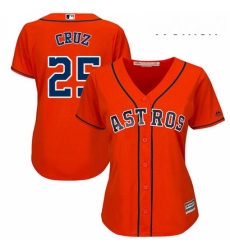 Womens Majestic Houston Astros 25 Jose Cruz Authentic Orange Alternate Cool Base MLB Jersey