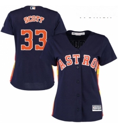 Womens Majestic Houston Astros 33 Mike Scott Replica Navy Blue Alternate Cool Base MLB Jersey