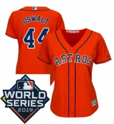 Womens Majestic Houston Astros 44 Roy Oswalt Orange Alternate Cool Base Sitched 2019 World Series Patch Jersey