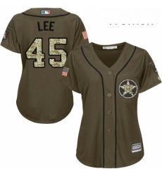 Womens Majestic Houston Astros 45 Carlos Lee Authentic Green Salute to Service MLB Jersey